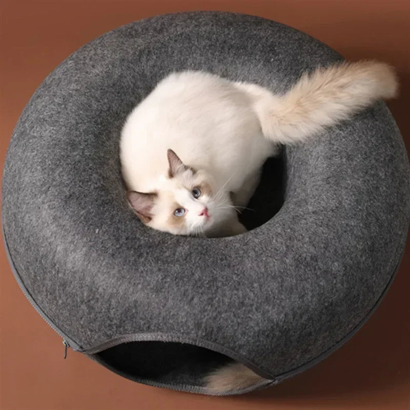 Donut tunnel en feutre gris
