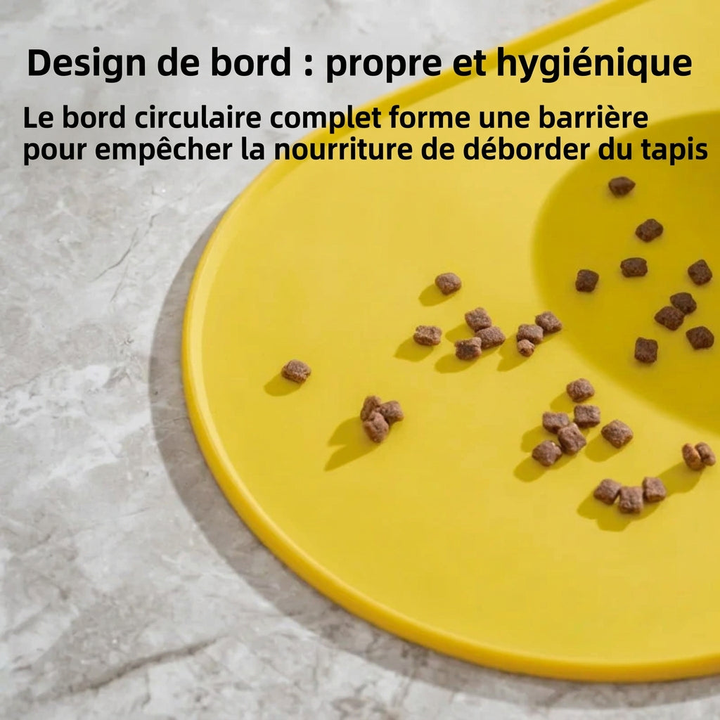 Set de repas jaune à bord circulaire qui retient la nourriture