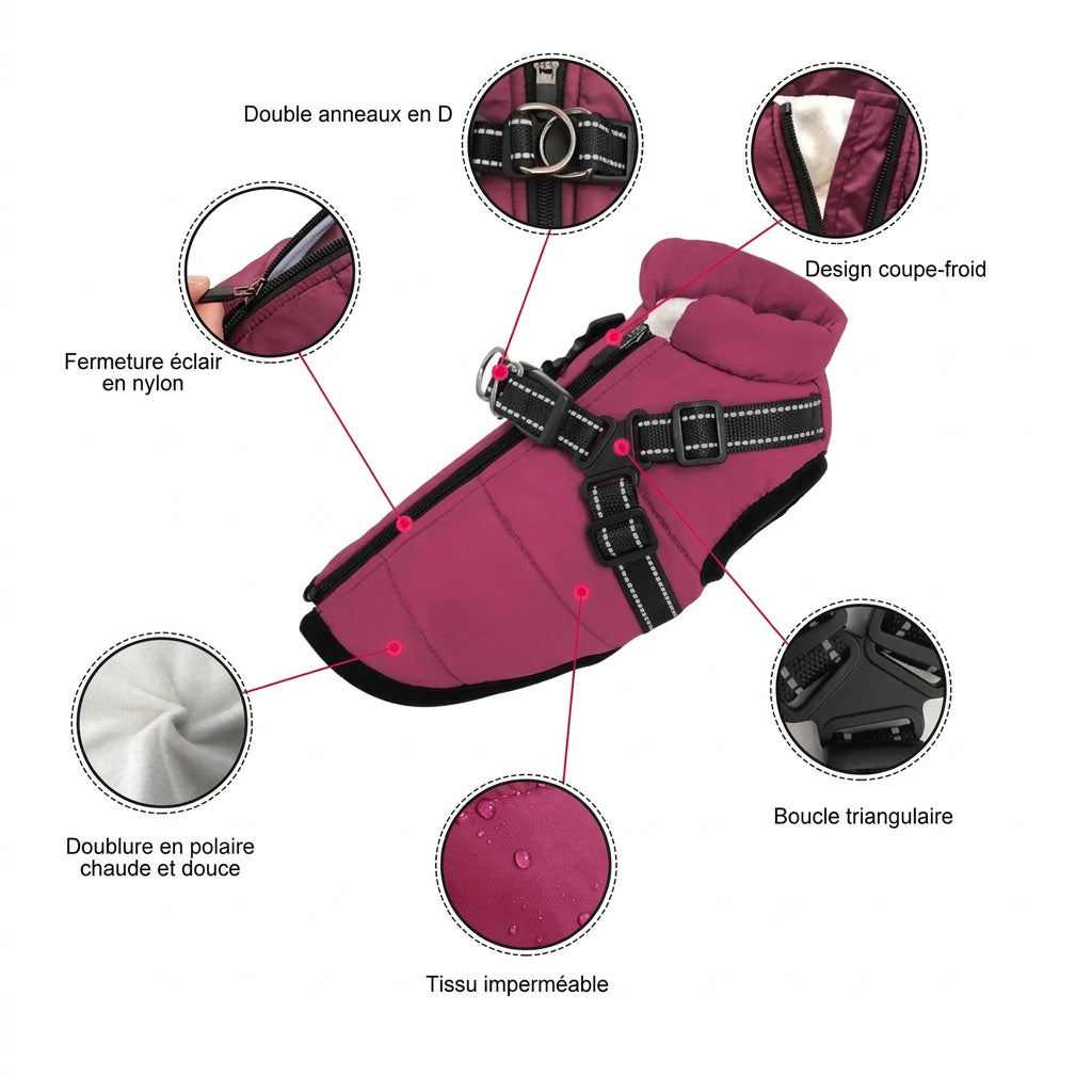 Doudoune pour chien en plusieurs couleurs
