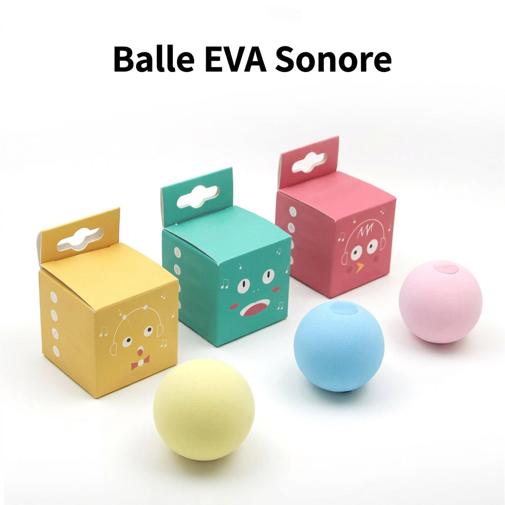 Balle sonore rose et sa boîte