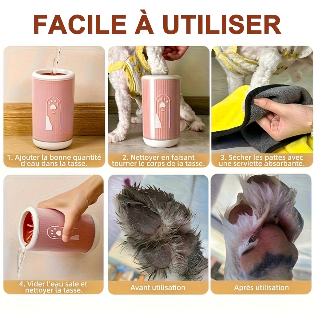 Utilisation du gobelet lave-pattes