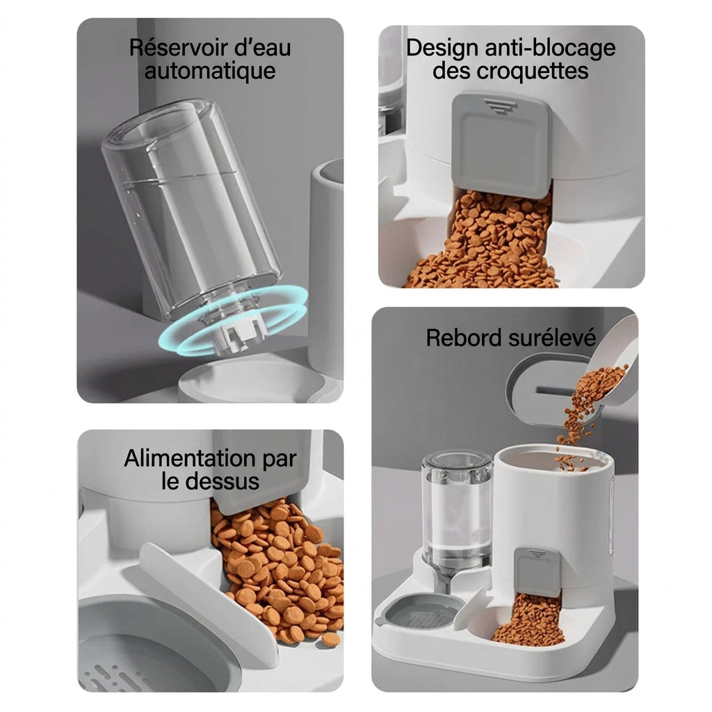 Réservoir d'eau automatique, rebord surélevé et alimentation par le dessus