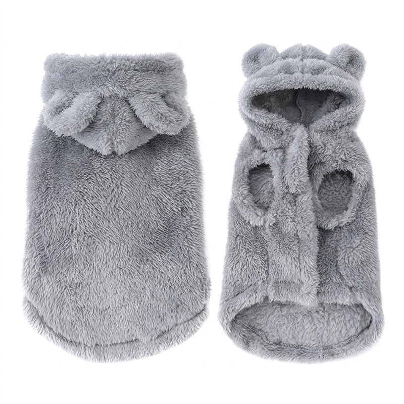 Manteau polaire gris à capuche pour chien